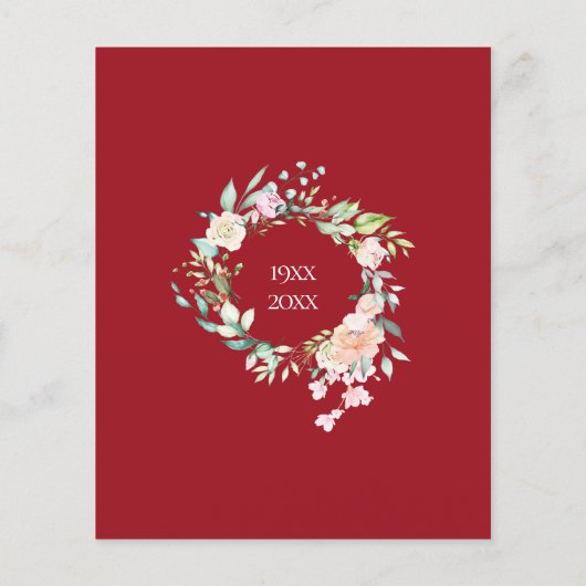 Begroting Rustic 40th Jubileum Ruby Floral Invite (Achterkant)