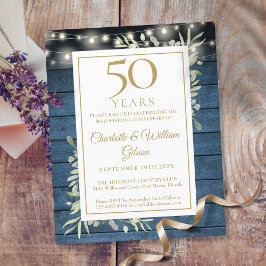 Begroting Rustic 50th Jubileum Greenery Uitnodigin