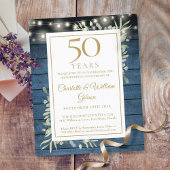 Begroting Rustic 50th Jubileum Greenery Uitnodigin