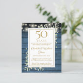 Begroting Rustic 50th Jubileum Greenery Uitnodigin (Staand voorkant)