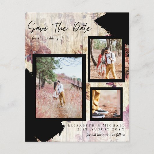 BEGROTING RUSTIC BEWAREN DE DATUM Rozen THEE Flyer (Voorkant)