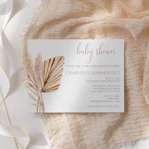 Begroting Rustic Boho Floral Pampas Grass Baby sho Kaart