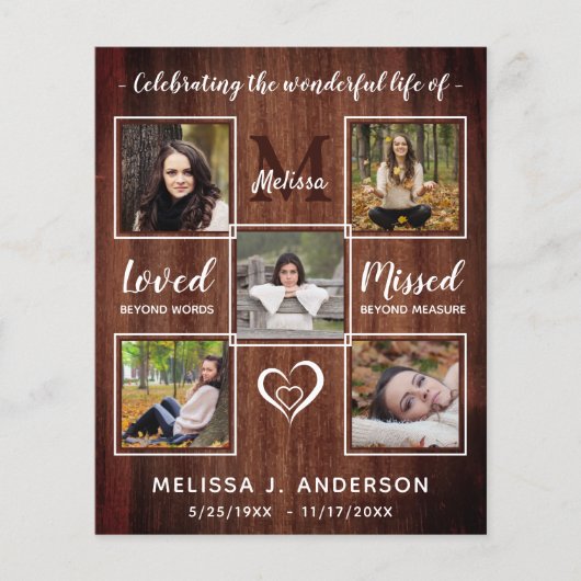 Begroting Rustic Celebration of Life 5 Photo Memor (Voorkant)