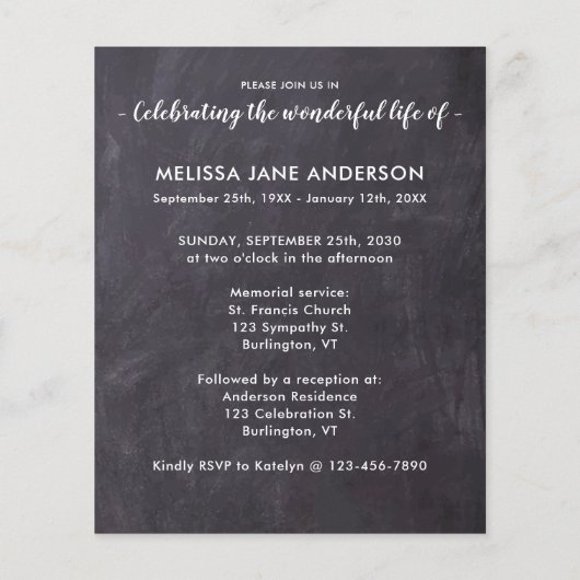 Begroting Rustic Celebration of Life Foto Memorial (Achterkant)