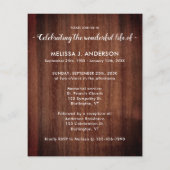 Begroting Rustic Celebration of Life Foto Memorial (Achterkant)