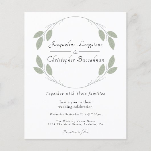 Begroting Rustic Eucalyptus Wedding Invitations Flyer (Voorkant)