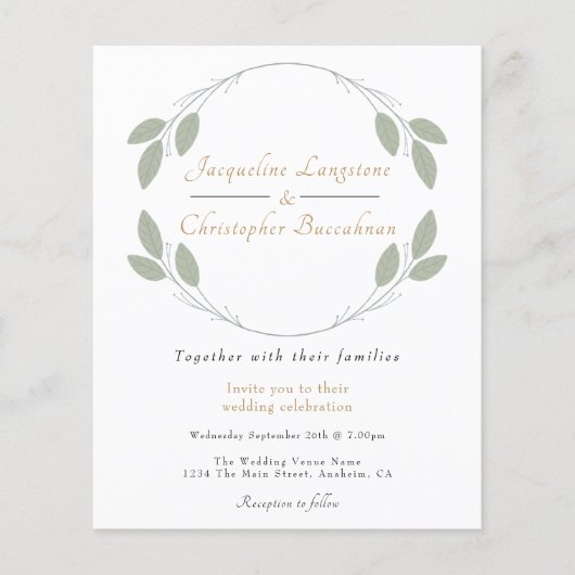 Begroting Rustic Eucalyptus Wedding Invitations Flyer (Voorkant)
