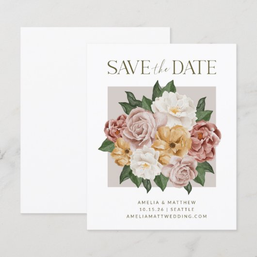 Begroting Rustic Floral Bouquet Elegant sparen de  (Voorkant / Achterkant)