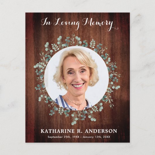 Begroting Rustic Funeral Dank u sympathie Greenery (Voorkant)