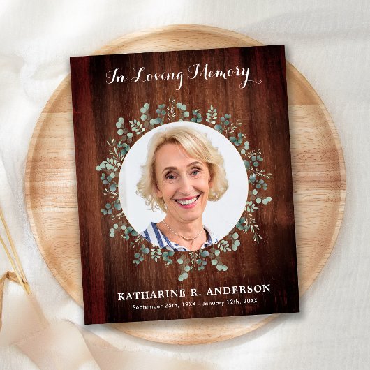 Begroting Rustic Funeral Dank u sympathie Greenery