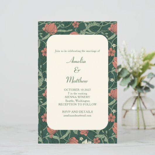 Begroting Rustic Green Floral Wedding Invitation (Staand voorkant)