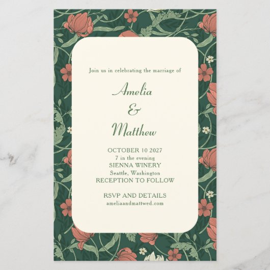 Begroting Rustic Green Floral Wedding Invitation (Voorkant)