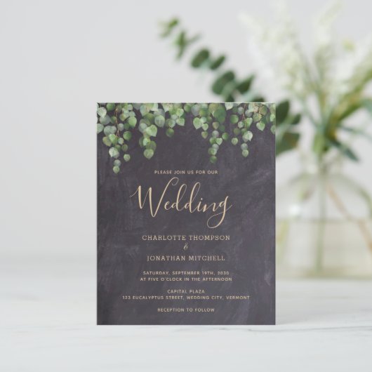 Begroting Rustic Greenery Leaves Wedding Invitatio (Staand voorkant)