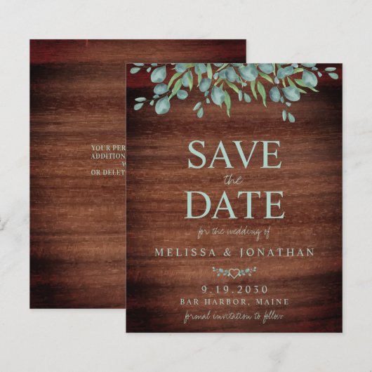 Begroting Rustic Greenery Wedding Save the Date (Voorkant / Achterkant)