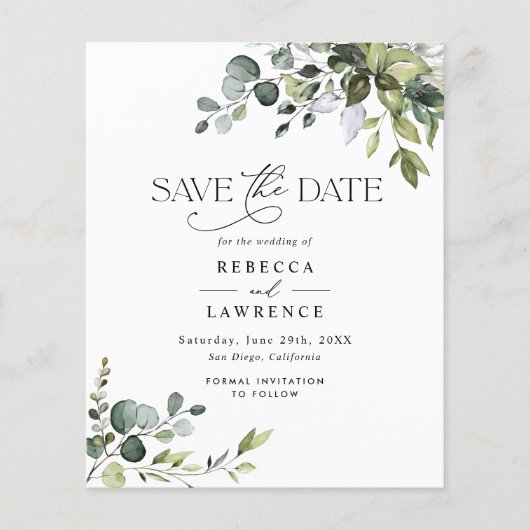 Begroting Rustic Greenery Wedding Save the Date (Voorkant)