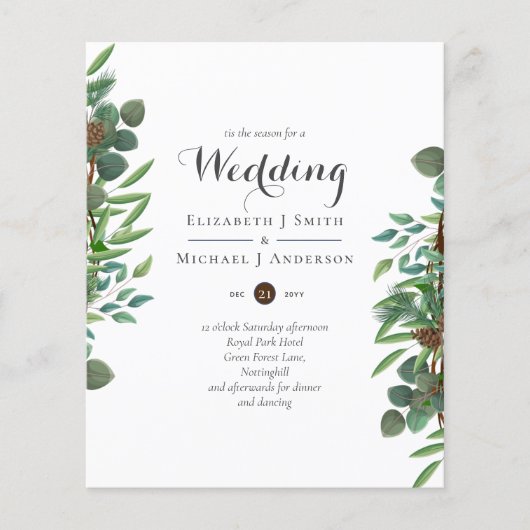 Begroting Rustic kerstbruiloft Winter Invites (Voorkant)