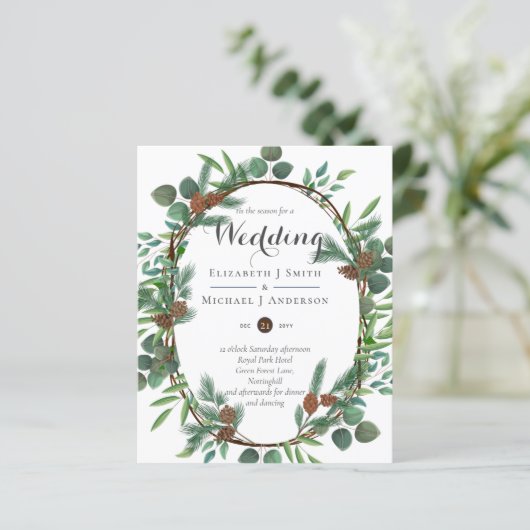 Begroting Rustic kerstbruiloft Winter Invites (Staand voorkant)