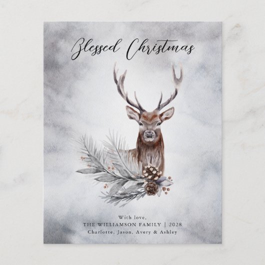 Begroting Rustic Majestic Winter Deer KerstKaart Flyer (Voorkant)
