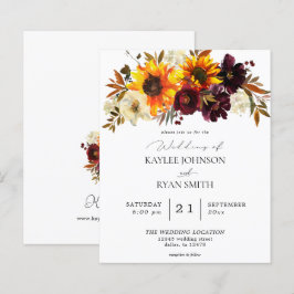 Begroting Rustic Sunflower & Burgundy Floral Weddi