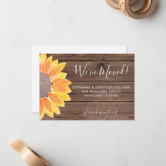 Begroting Rustic Sunflower We hebben de aankondigi Notitiekaartje (Voorkant / Achterkant in situ)