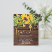Begroting Rustic Sunflower Wood Wedding Invitting (Staand voorkant)