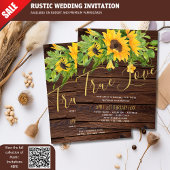 Begroting Rustic Sunflower Wood Wedding Invitting
