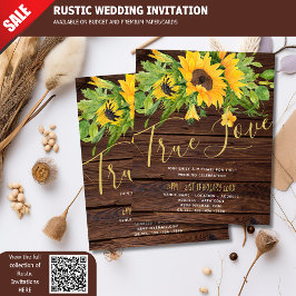 Begroting Rustic Sunflower Wood Wedding Invitting