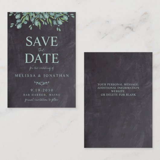 Begroting Rustic Waterverf Greenery sparen de datu Notitiekaartje (Voorkant / Achterkant)