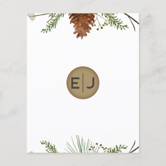 Begroting Rustic Winter Pine cone Wedding Invitati (Achterkant)