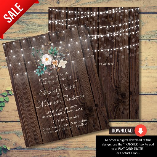 Begroting Rustic Wood Licht Floral Wedding Invitae