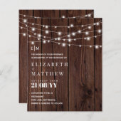 Begroting Rustic Wood Strings Lights Wedding Invit (Voorkant / Achterkant)
