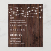 Begroting Rustic Wood Strings Lights Wedding Invit (Voorkant)