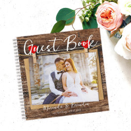 Begroting - Rustic Wood Wedding Photo Guest Book Notitieboek