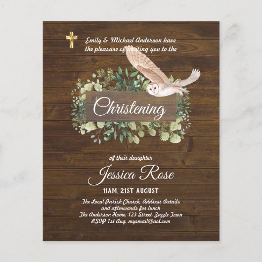 BEGROTING Rustieke Wildernis Doop Uitnodiging Doop (Voorkant)