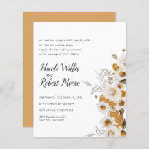 Begroting Rustige Chamomile Mimosa floral Wedding
