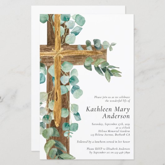 Begroting Rustige Eucalyptus Cross Memorial Invita (Voorkant / Achterkant)