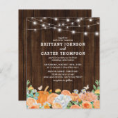 Begroting Rustige Herfst Floral Wedding Uitnodigin (Voorkant / Achterkant)