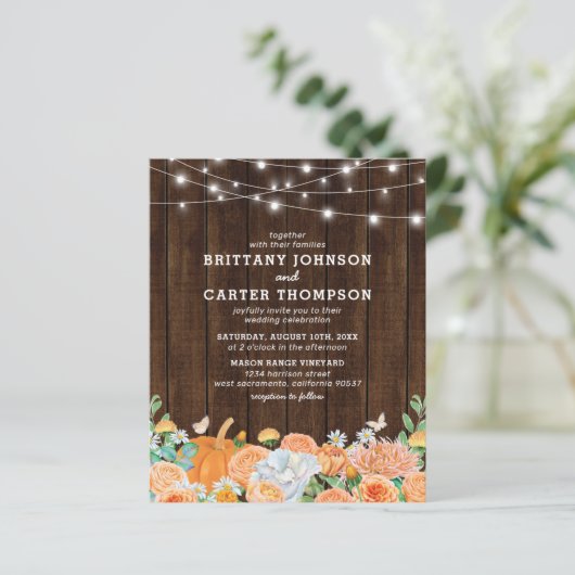 Begroting Rustige Herfst Floral Wedding Uitnodigin (Staand voorkant)