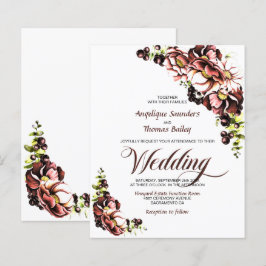 Begroting Rustige Herfst Floral Wedding Uitnodigin