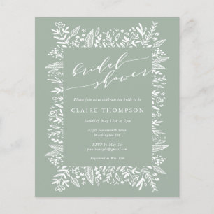 Begroting Rustige Sage Floral Line Art Vrijgezelle