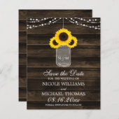 Begroting Rustige Sunflower Mason Jar Save the Dat (Voorkant / Achterkant)