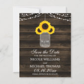 Begroting Rustige Sunflower Mason Jar Save the Dat (Voorkant)