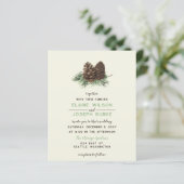 Begroting Rustige Winter Pine Cone Wedding Uitnodi (Staand voorkant)