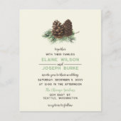 Begroting Rustige Winter Pine Cone Wedding Uitnodi (Voorkant)