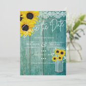 Begroting Rustige zonnebloemen Lace Mason Jar Wedd (Staand voorkant)