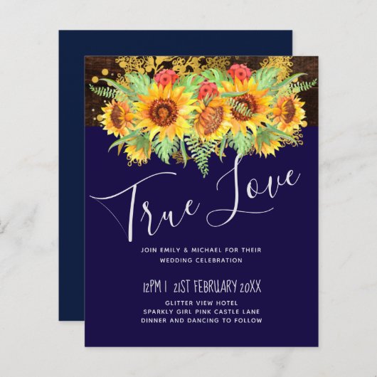 Begroting Rustige Zonnebloemen Zomer Berichten (Voorkant / Achterkant)