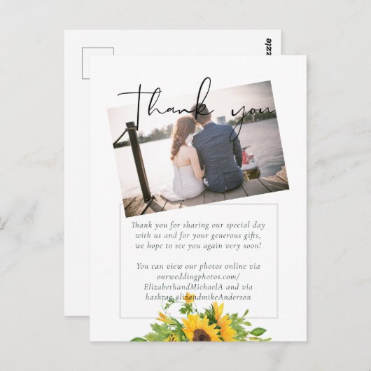 Begroting Rustige zonnebloemen Zuidelijke bruiloft Briefkaart (Voorkant / Achterkant)