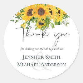 Begroting Rustige zonnebloemen Zuidelijke bruiloft Ronde Sticker