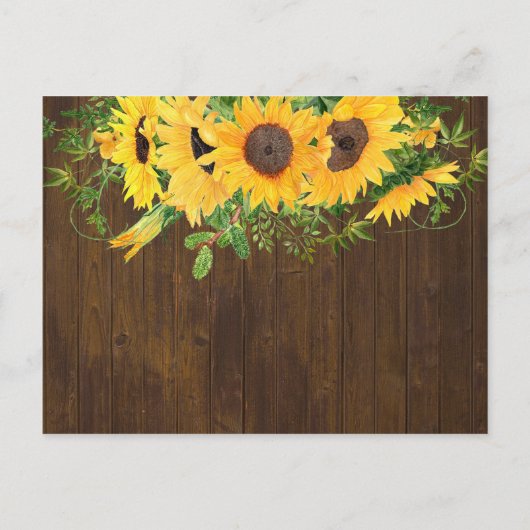 Begroting Rustige zonnebloemen Zuidelijke bruiloft Uitnodiging Briefkaart (Achterkant)