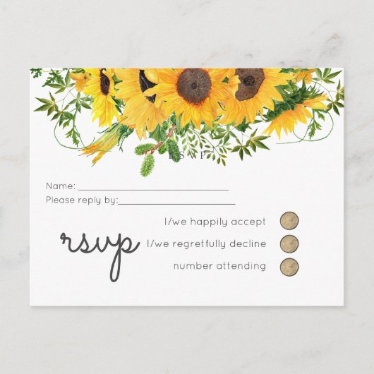 Begroting Rustige zonnebloemen Zuidelijke bruiloft Uitnodiging Briefkaart (Voorkant)